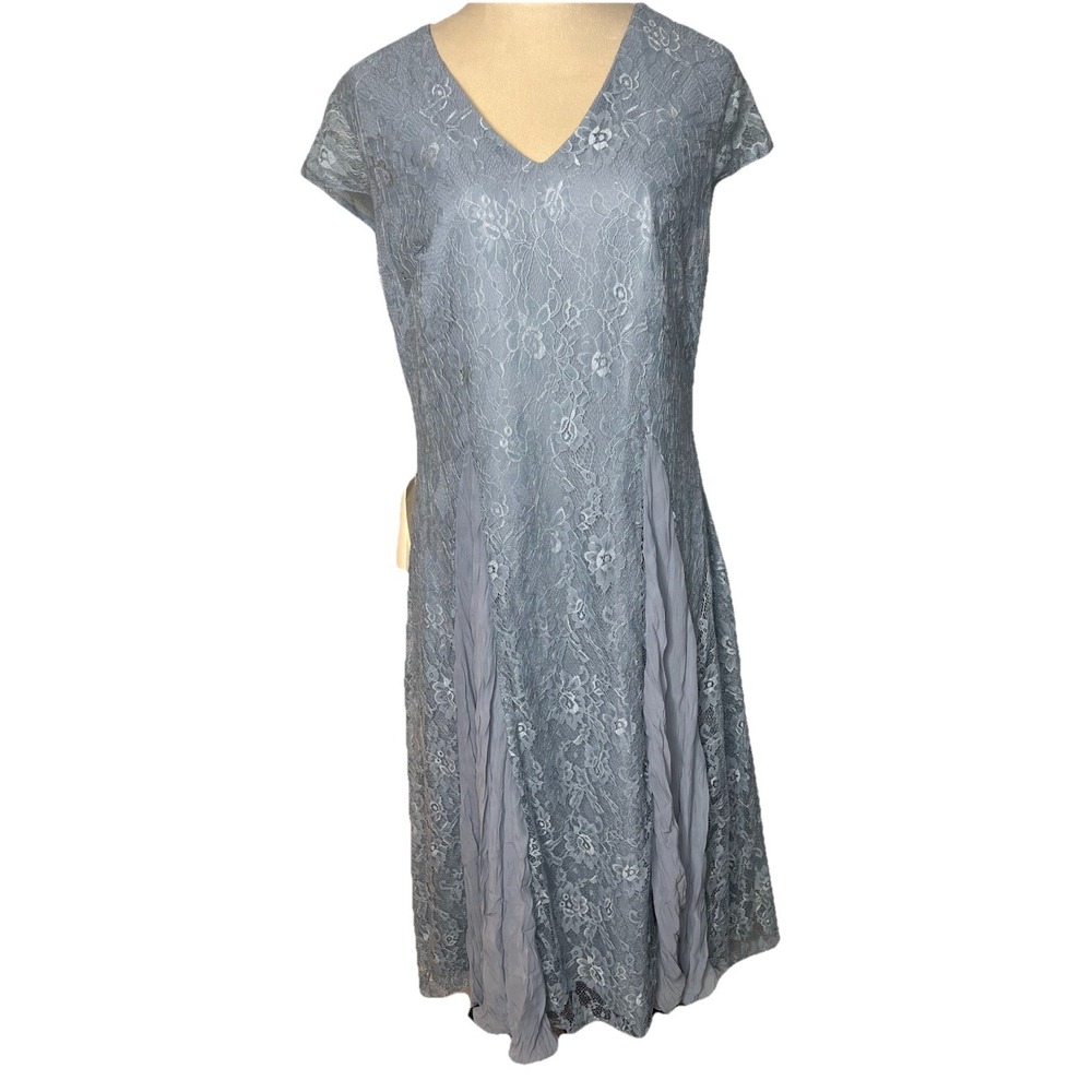 LanTing Bride Rosette Mother of The Bride Dress with Short Sleeves Dove Gray 10